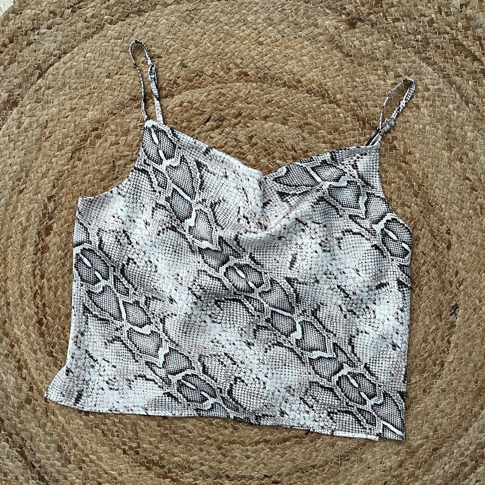 Forever 21 Cowl Neck Snake Print Silk Top. Size medium.